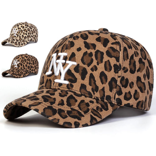 Unisex Letter Embroidery Leopard Print Baseball Caps