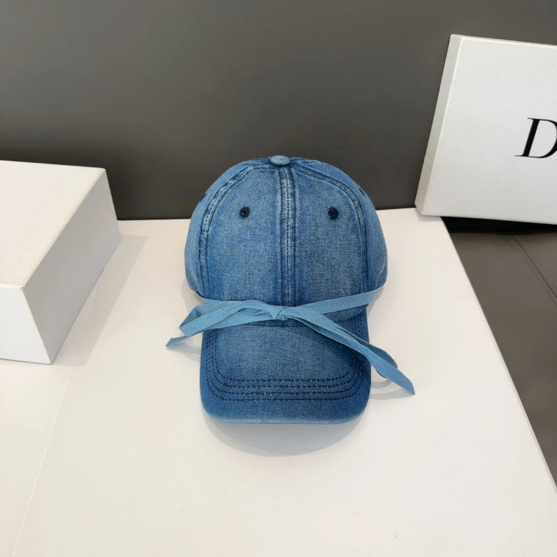 Women Bow Denim Baseball Cap