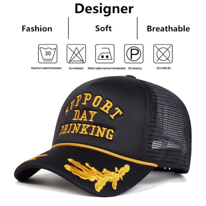 Unisex Drinking Letter Embroidery Baseball Net Caps Spring Summer