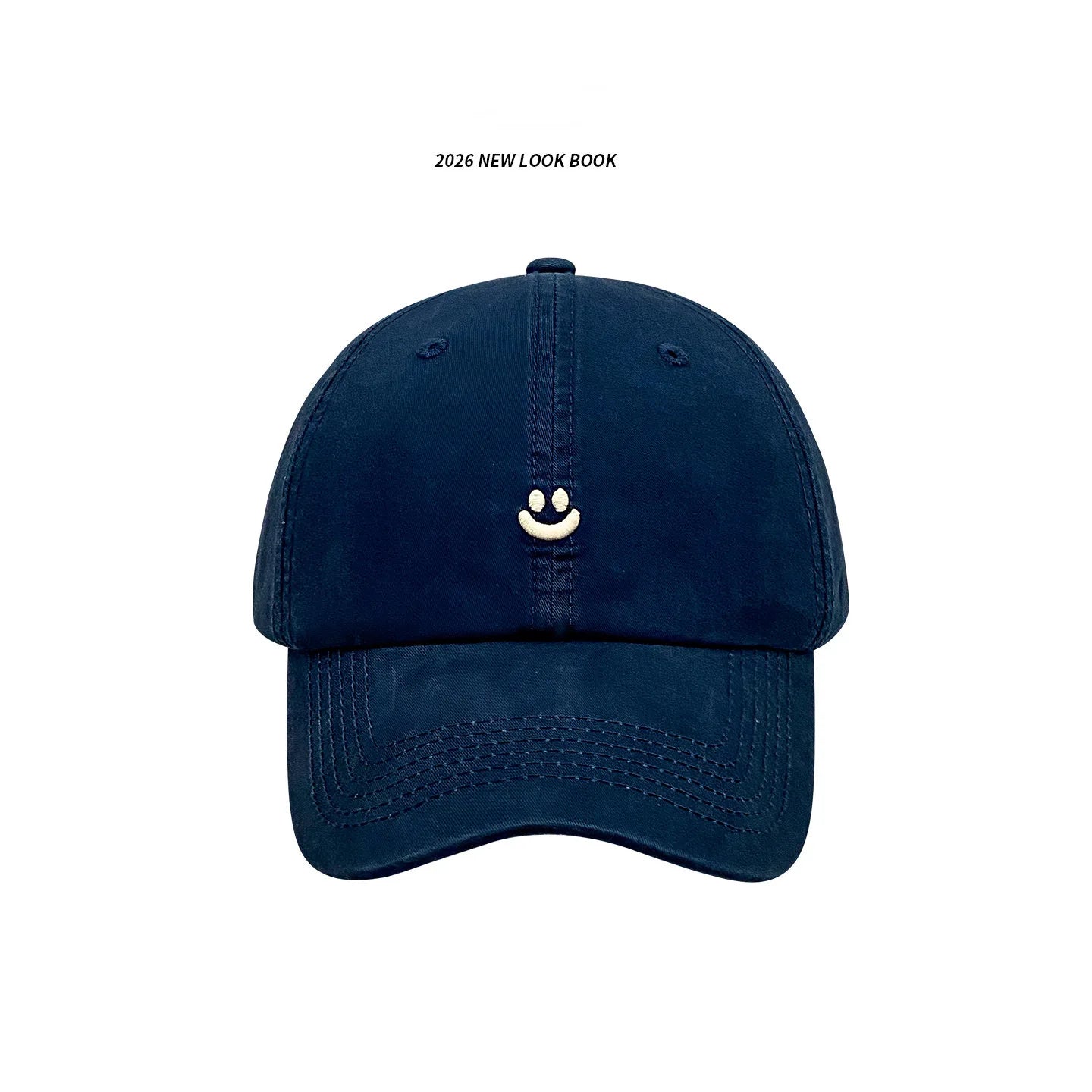 1 Piece of Women's Retro Washed Smiley Face Embroidered Baseball Cap