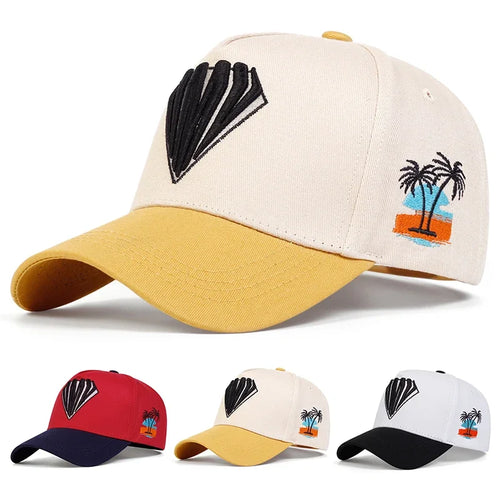 Unisex Diamond Embroidered Side Coconut Tree Baseball Caps