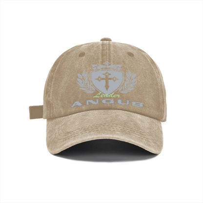 Vintage Washed Baseball Cap Unisex Distressed Snapback Hat Grey Cross Shield Embroidered Adjustable Dad Hat Streetwear