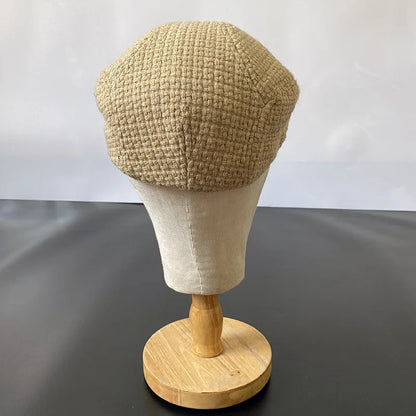 New Camel Men Berets British Western Style Wool Advanced Flat Ivy Cap