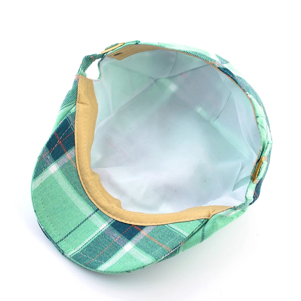 Vintage Plaid Berets Men Autumn Streetwear Peaked Cap