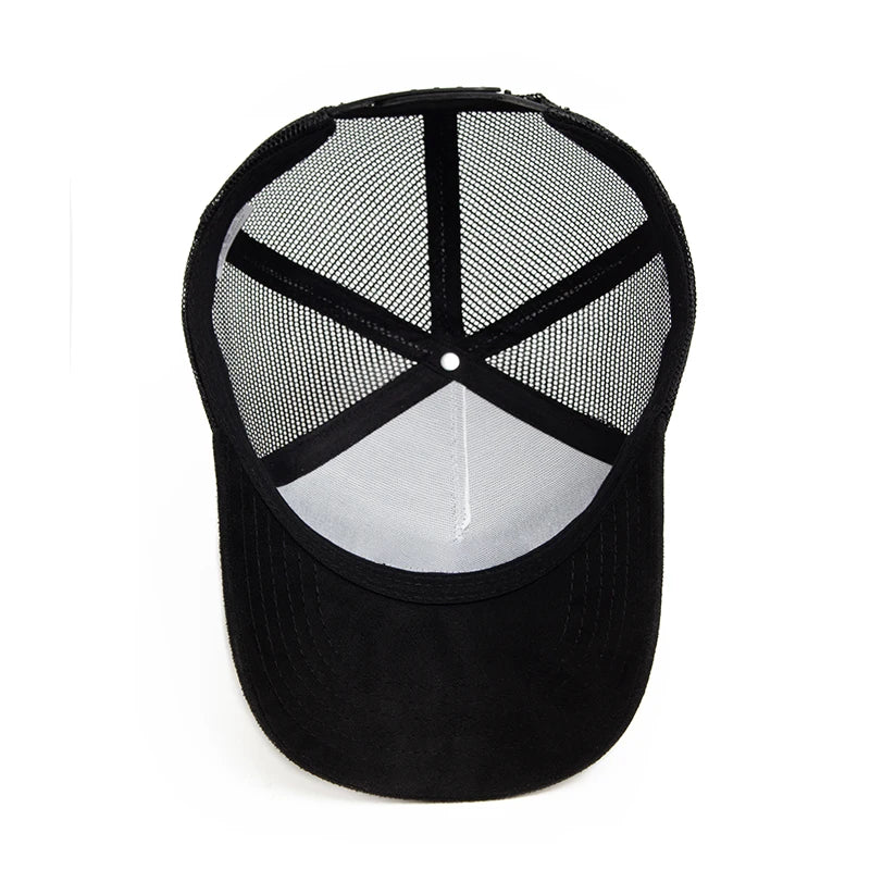 New Summer Suede Trucker Hat Men Mesh Baseball Cap