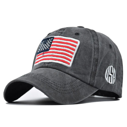 USA Flag Embroidered Baseball Cap, Adjustable For Men And Women, Retro Duckbill Cap