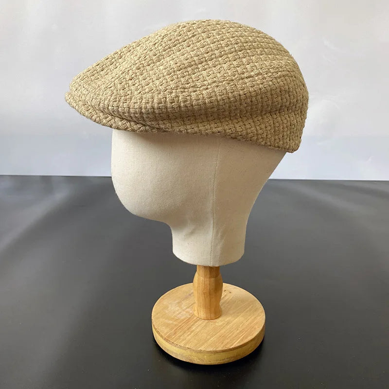 New Camel Men Berets British Western Style Wool Advanced Flat Ivy Cap