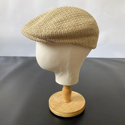 New Camel Men Berets British Western Style Wool Advanced Flat Ivy Cap