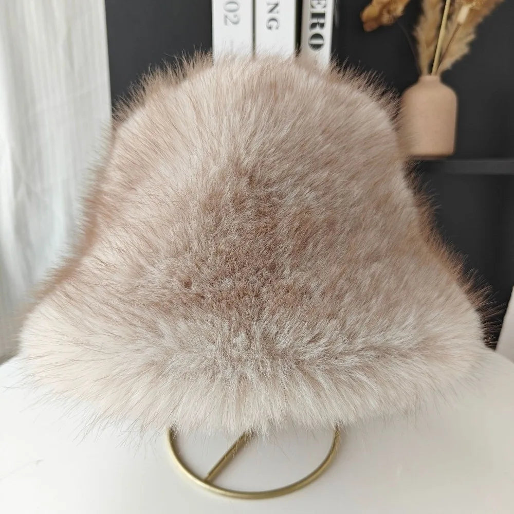 New Warm Fisherman Hat Coldproof Fluffy Fur Bucket Hat