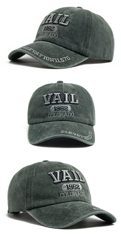 Men's Baseball Cap Fashion Vail Letter Embroidered Cotton Soft Top Women Hats