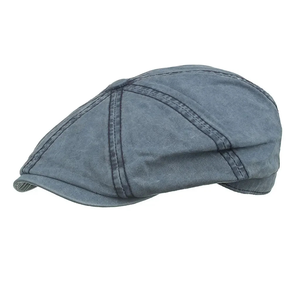 Navy Blue Flat Cap Man Vintage Newsboy Cap
