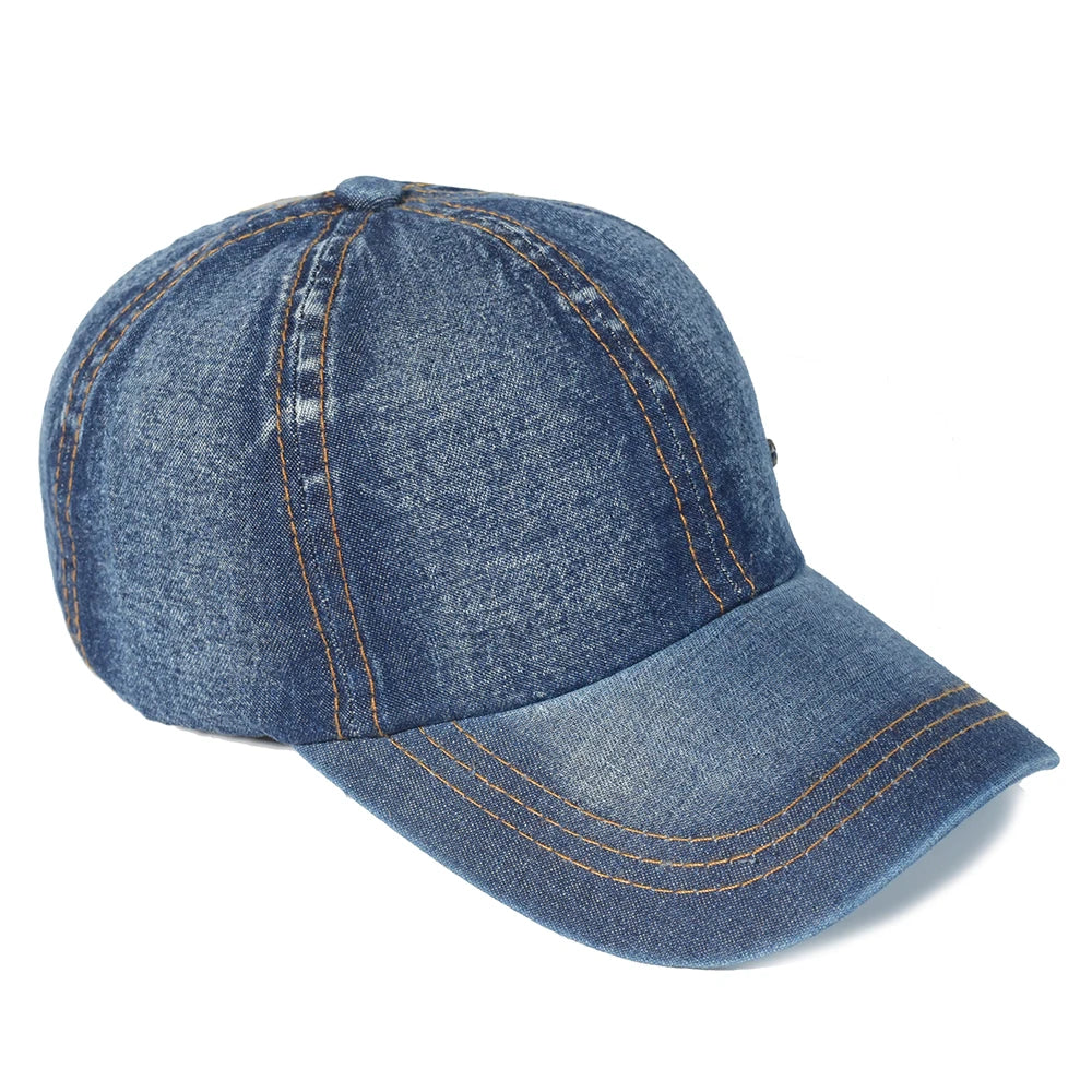 Vintage Washed Cotton Baseball Cap Men Women Denim Dad Hat