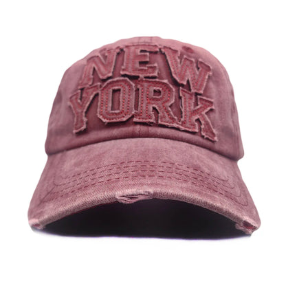 New York Washed Cotton Cap For Adult Men Women Summer Baseball Caps