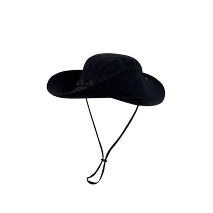 Breathable Western Cowboy Hat Solid Color Adjustable Wide Brim Sun Hat