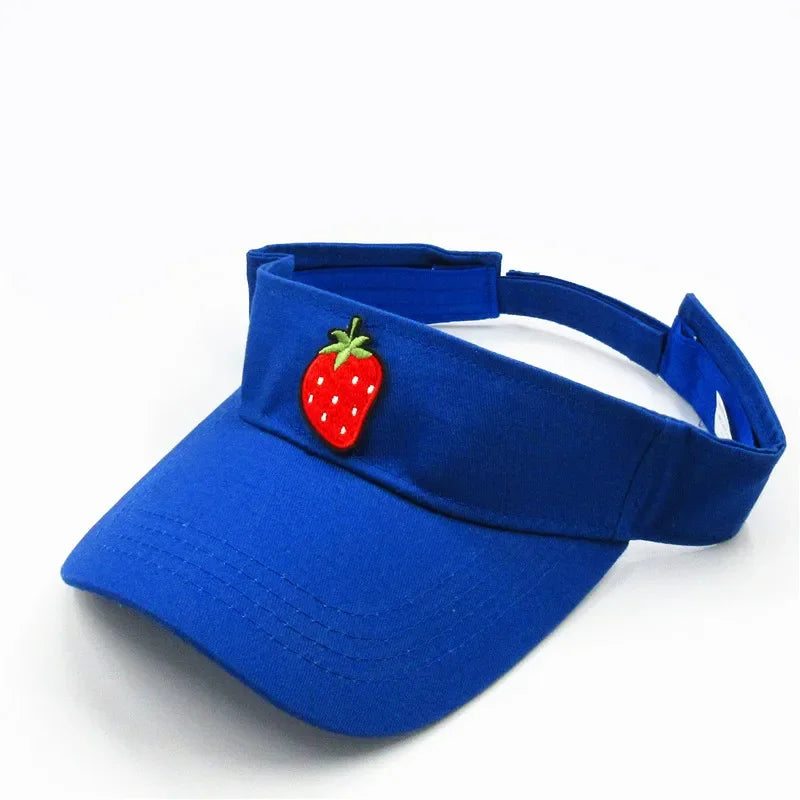 Spring Summer Cotton Cartoon Strawberry Fruit Embroidery Visors Baseball Cap