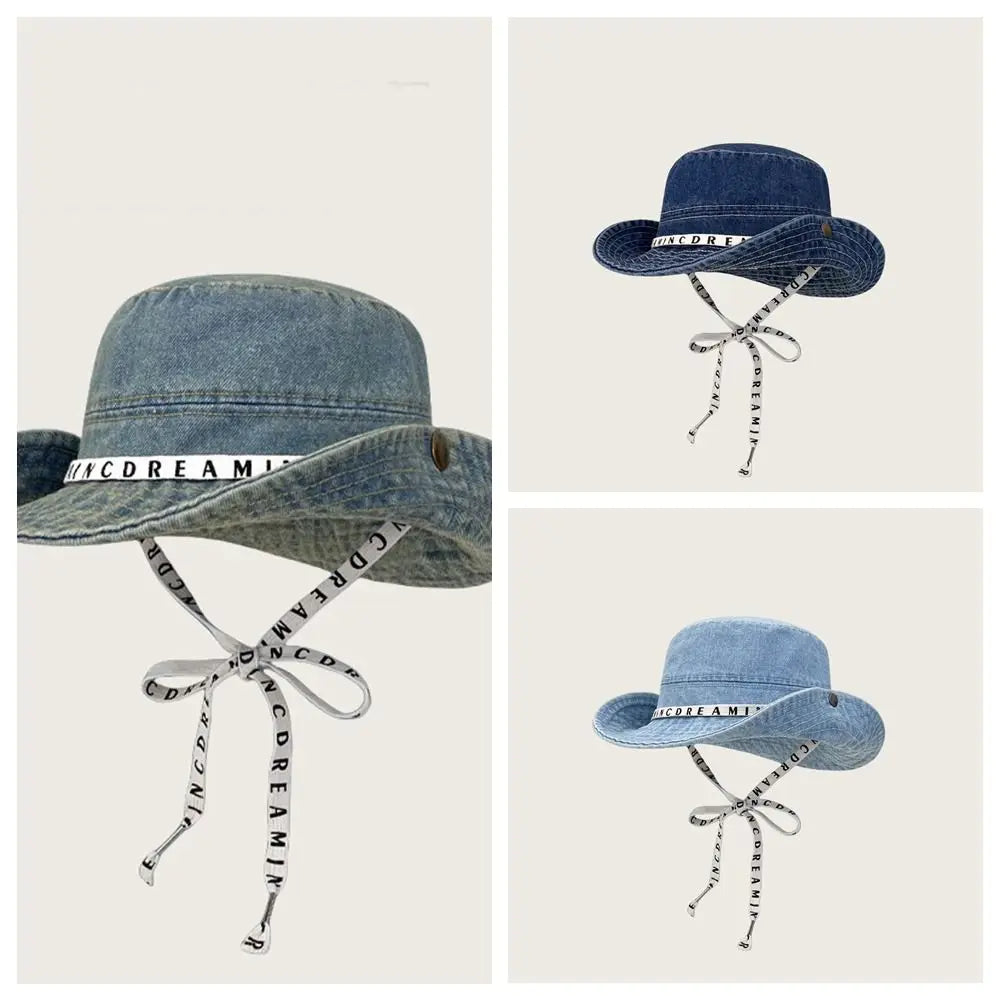 Sweet Big Brimmed Denim Bucket Hat
