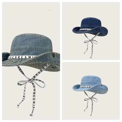 Sweet Big Brimmed Denim Bucket Hat