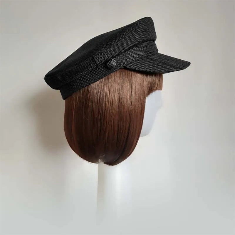 Summer Preppy Style Linen Navy Cap For Men Women Outdoor