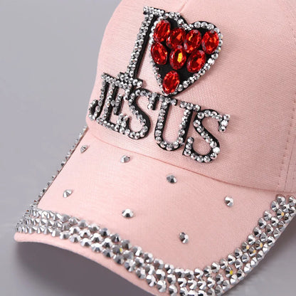 Fashionable Letter-Stitched Diamond-Encrusted Women's Baseball Cap