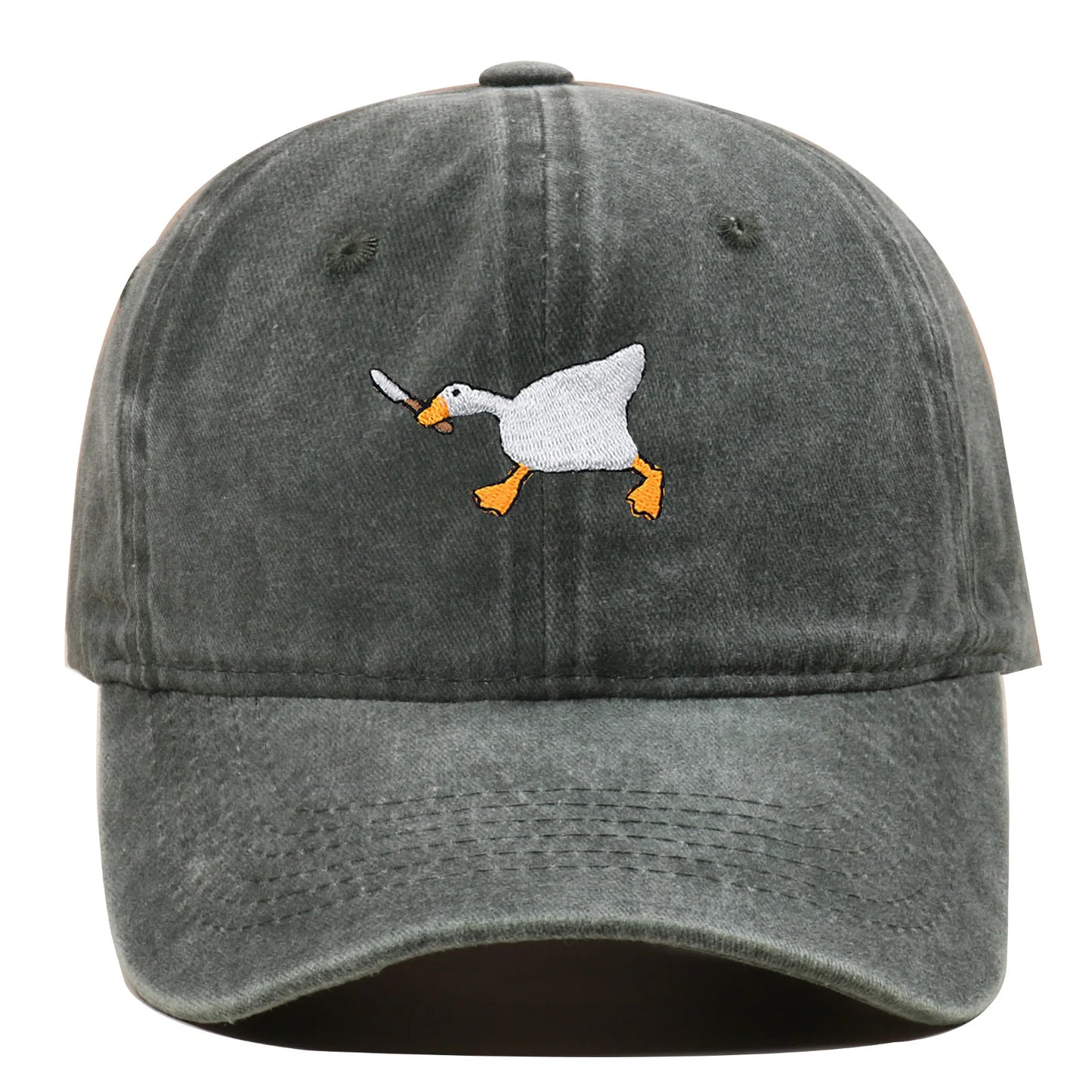 Embroidered Baseball Cap With Goose Pattern