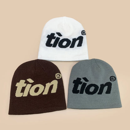 Niche Simple Jacquard Tion Letters Knitted Hats