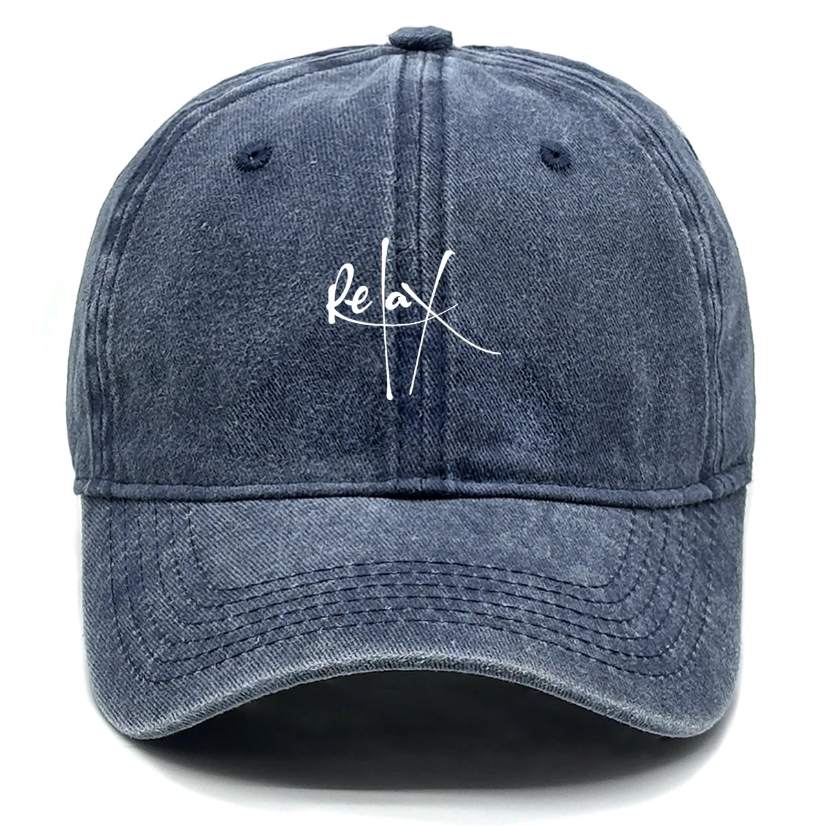 Washed Cotton Snapback Baseball Hat Artistic Text Relax Snapback Hat