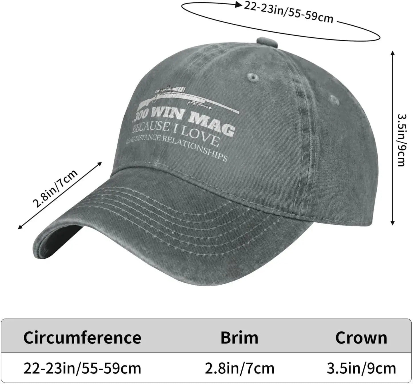 Funny Hat 300 Win Mags Because I Love Long Distances Hat for Women Baseball Hats