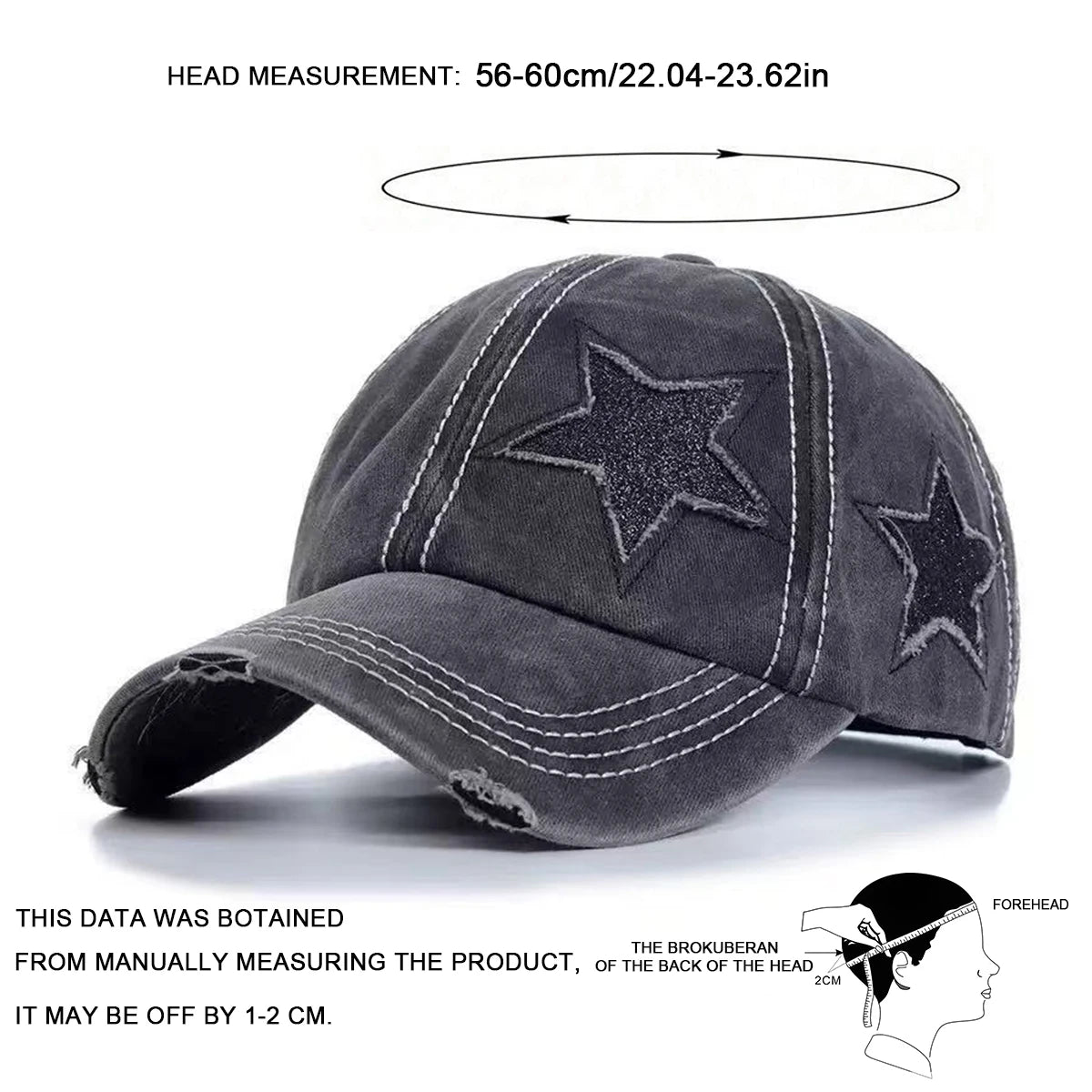 Unisex Star Embroidery Baseball Caps Spring Autumn