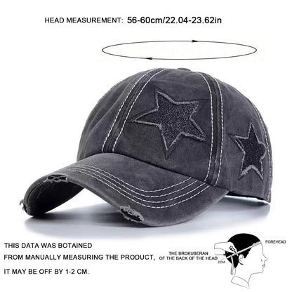 Unisex Star Embroidery Baseball Caps Spring Autumn