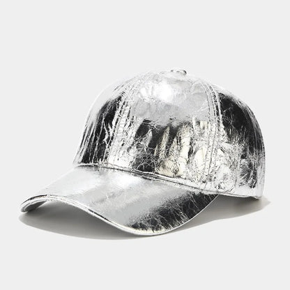 Glossy Pu Leather Baseball Caps For Women Men