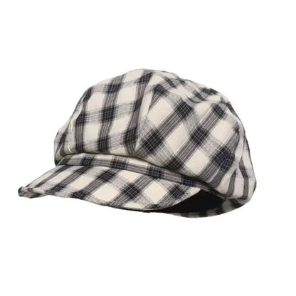 Japanese Retro Plaid Beret Female Summer Vintage Korean Cap