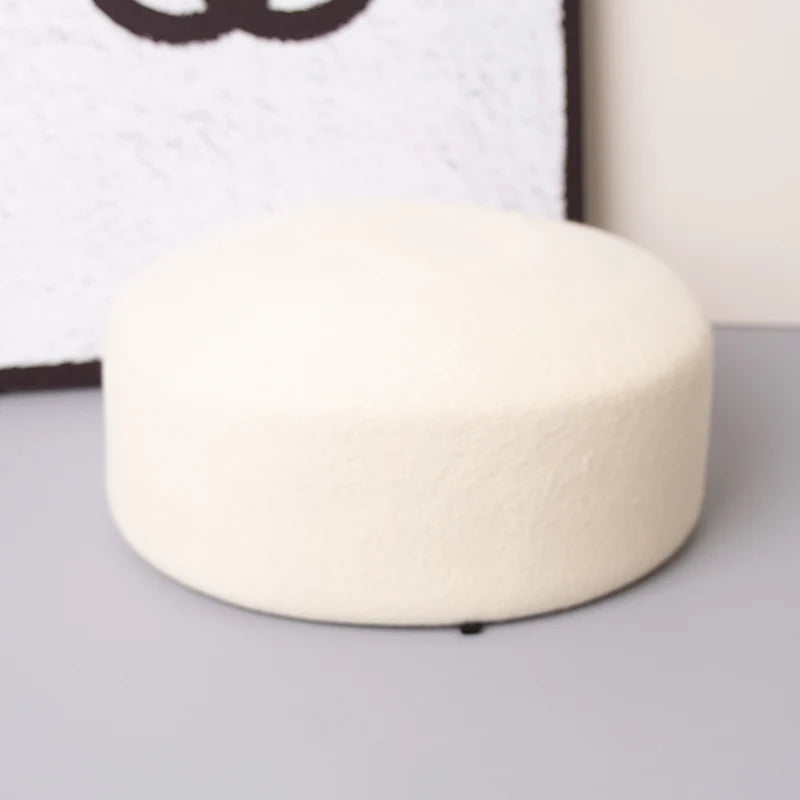 Vintage Hard Top Flat Fedoras Hats Women 100% Wool Felt Berets Hat
