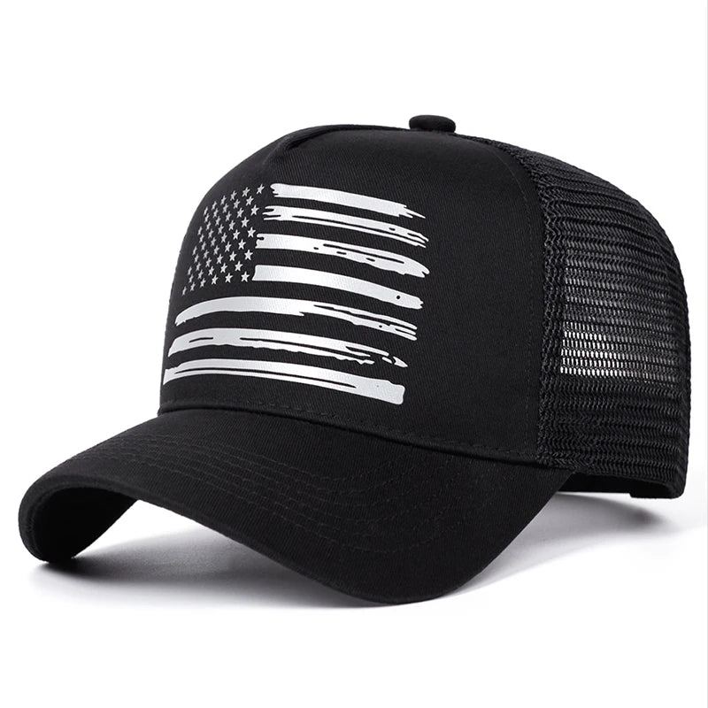 Fashion Creative New Baseball Hat American Flag Printed Hip Hop Hat Outdoor Daily Hat Unisex Mesh Hat