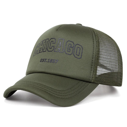 Summer Men Mesh Baseball Cap Outdoor Sport Chicago Letter Snapback Hat For Women
