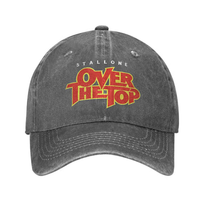 Over The Top Logo Movie Baseball Cap Lincoln Hawk Distressed Denim Washed Hat