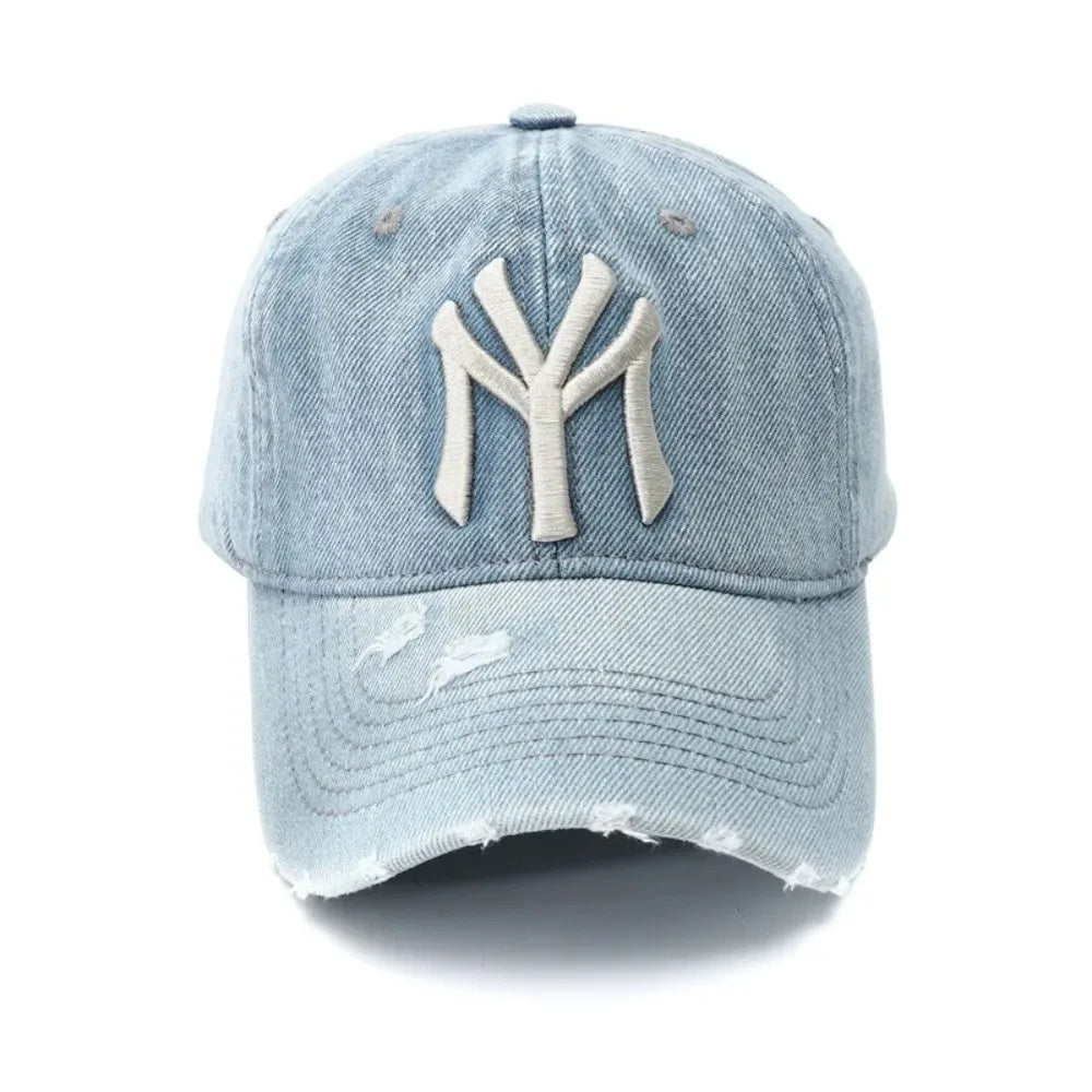 Denim Fabric Washed Denim Baseball Cap