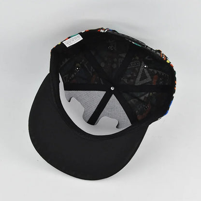 Unisex Colorful Geometric Print Snapback Cap Flat Brim Adjustable Hip Hop Street Baseball Hat Multi Colors Available