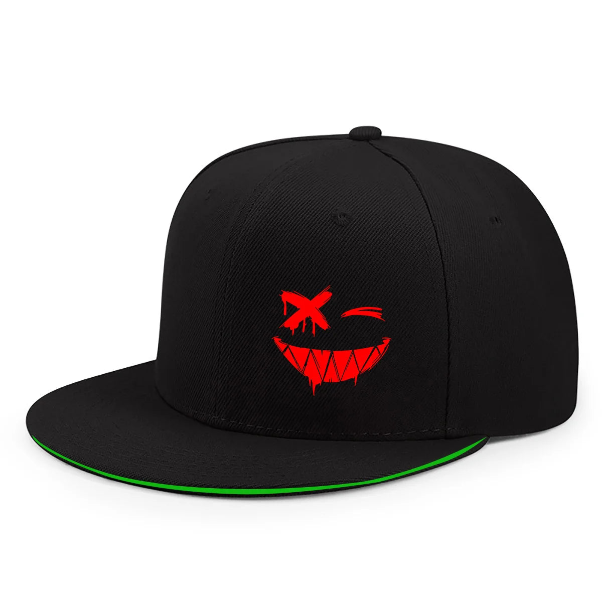 Red XX Smiling Face Print Baseball Caps Men And Women Hip-Hop Outdoor Adjustable Casual Sunscreen Sun Hat Streetwear