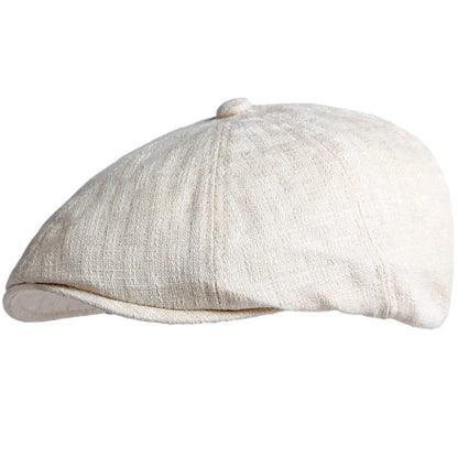 Men Beret Women Spring Summer Hat Breathable Linen Ivy Flat Cap