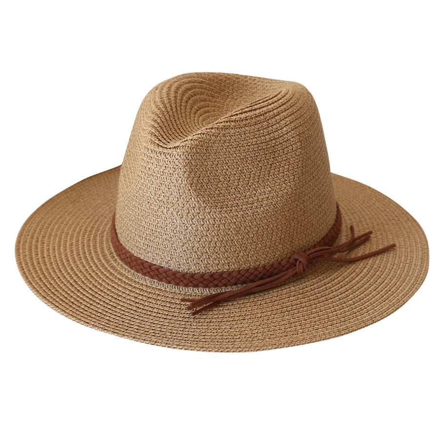 Women Men Wide Brim Straw Panama Hat
