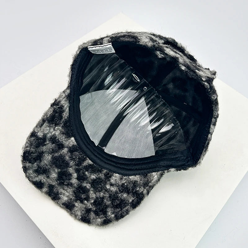 Check Leopard Print Baseball Hats Sunshade Retro Warm