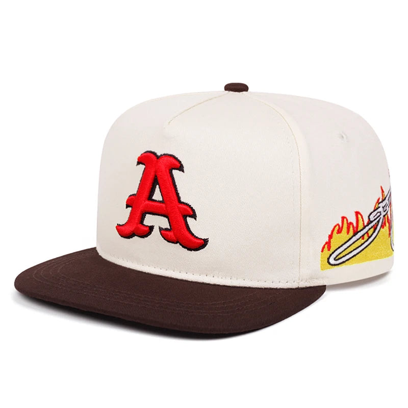 Fashionable Flat Edge Hat A Letter Embroidered Street Hip Hop Hat Outdoor Sports