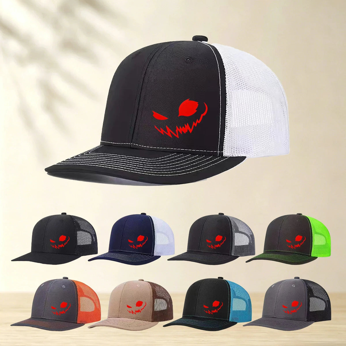1PC Spooky Demon Smile Graphic Mesh Hat
