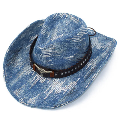 Western Cowboy Hats Washed Denim Unisex