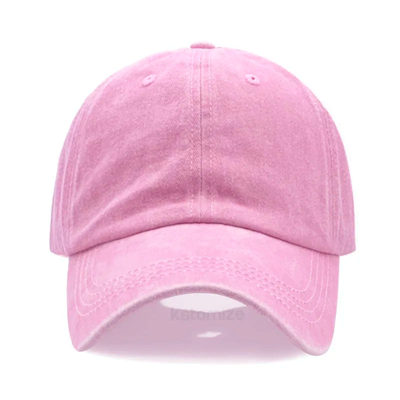 Custom Text Logo Embroidery Vintage Washed Cotton Baseball Cap