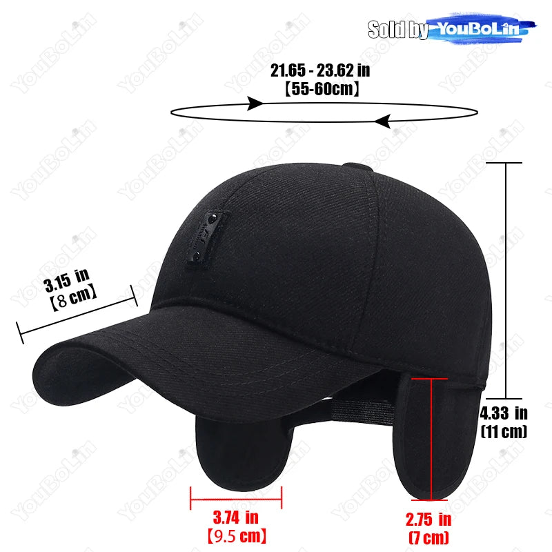 Winter Ear Protection Warm Baseball Cap Hat Sun Hats With Hidden Ear Protection Velvet Design