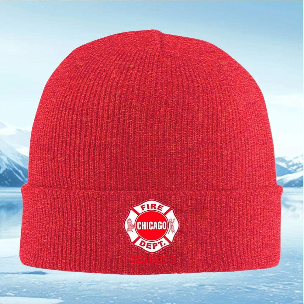 Chicago Fire Dept. Squad Badge Men Women Unisex Knitted Hat