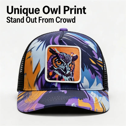 Unique Graffiti Owl Print Baseball Hat for Men Women Breathable Mesh Unisex Outdoor Hiking Casual Cap