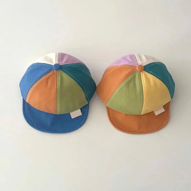 Fashion Rainbow Baby Peaked Cap Color Block Kids Duck Tongue Hat