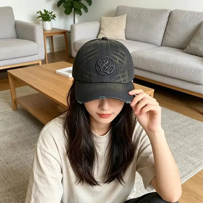 Embroidered Vintage Washed Baseball Cap Retro Distressed Cotton Dad Hat Streetwear Adjustable Snapback